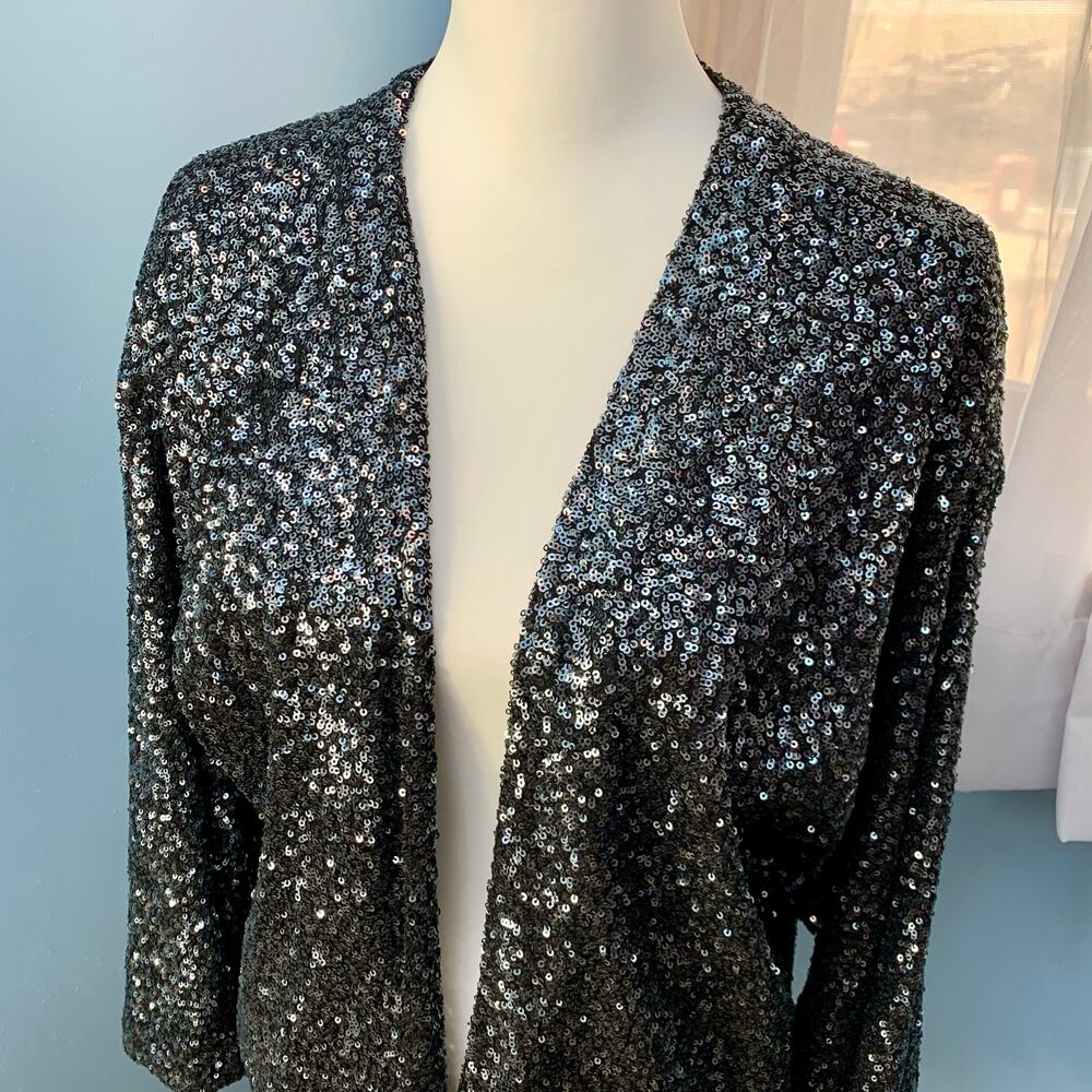Gap Sequin Kimono Style Open Front Jacket Size Me… - image 3